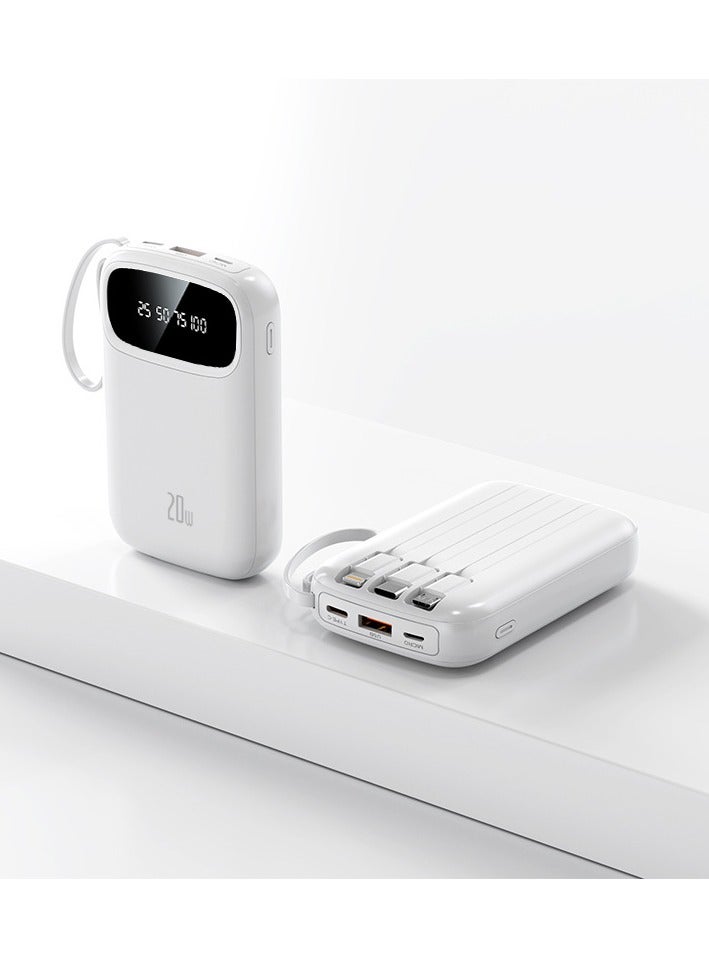 شاشة ديجيتال جديدة بسعة كبيرة 10000 مللي أمبير في الساعة مع بنك طاقة صغير مدمج وكابل شحن (أبيض) - Image 3