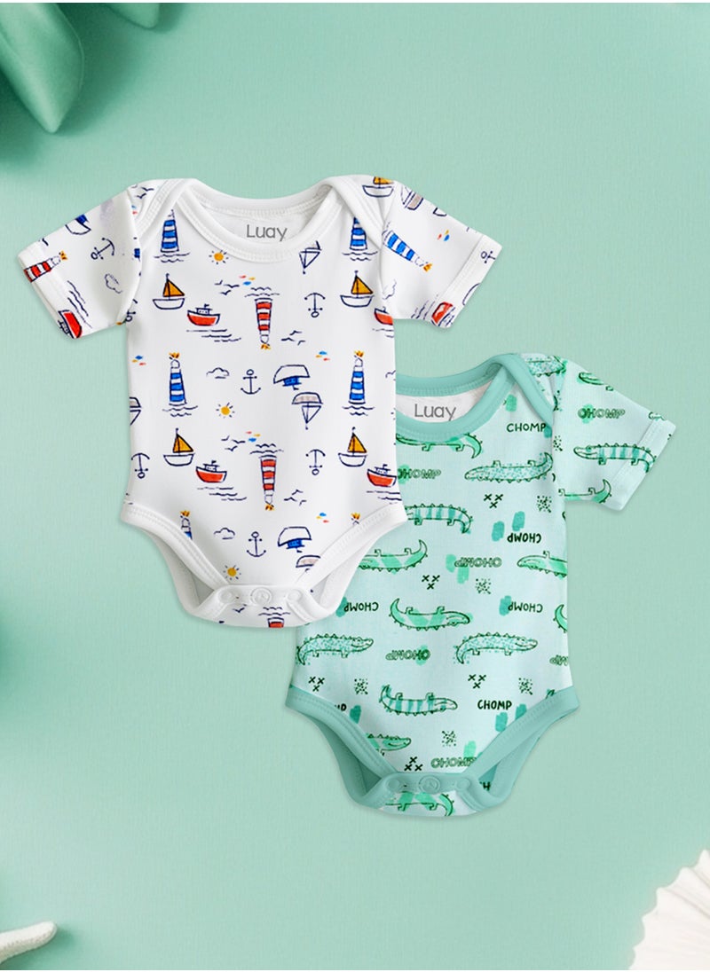 LUAY 100% Bamboo  Based Onesies | Sleepsuits| Night Suits|Jumpsuit | Wondersuit for Baby Boys & Baby Girls, New-Born, infants,Toddlers_ Including Vibrant Pattren & Colors Create festive look  - Image 1