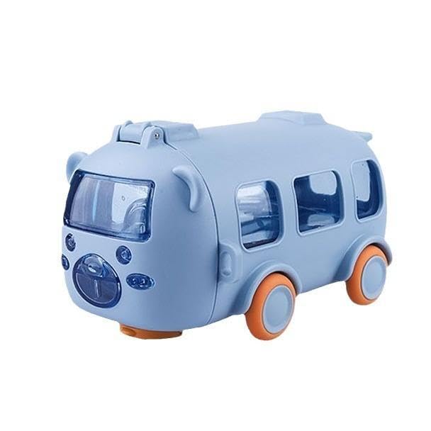 Mo-deza Cute Bus Shape Sipper Water Bottle for Kids Push Button Open Sipper Bottle with Soft Silicone Nozzle Drinking Bottle with Shoulder Straps and Stickers 500 ml 1 pcsmulticolor - Image 1