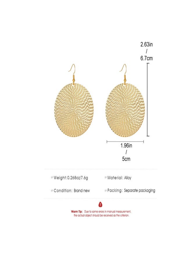 Anmpab Boho Large Disc Earrings for Women Vintage Geometric Hammered Round Circle Drop Dangle Earrings Statement Jewelry, Large, Metal, No Gemstone - Image 5