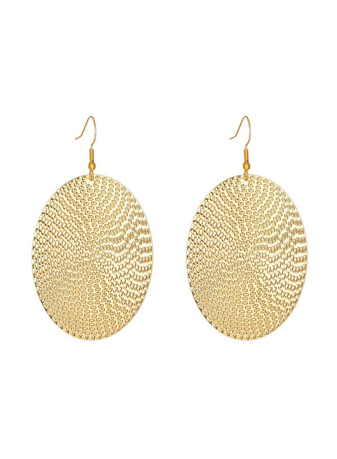 Anmpab Boho Large Disc Earrings for Women Vintage Geometric Hammered Round Circle Drop Dangle Earrings Statement Jewelry, Large, Metal, No Gemstone - Image 1