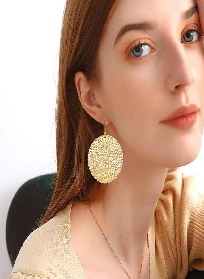 Anmpab Boho Large Disc Earrings for Women Vintage Geometric Hammered Round Circle Drop Dangle Earrings Statement Jewelry, Large, Metal, No Gemstone - Image 3
