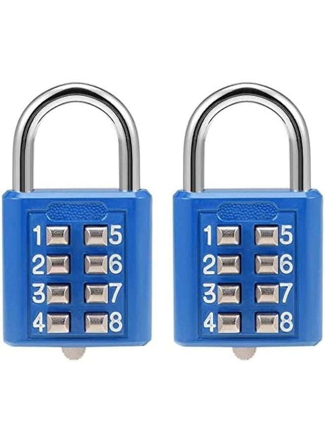 أزرق 2 قطعة قفل رقمي 8 أرقام مع أزرار ضغط لقفل الخزانة أو الخزانة - Image 1