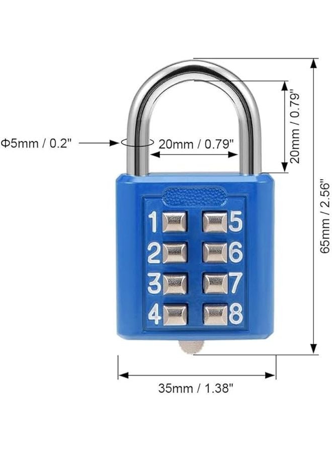 أزرق 2 قطعة قفل رقمي 8 أرقام مع أزرار ضغط لقفل الخزانة أو الخزانة - Image 3