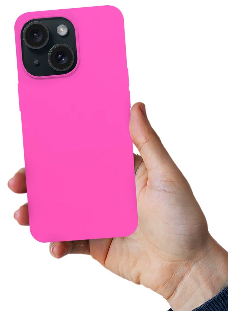 Silicone Case Cover for Apple iPhone 14 Plus, Slim Protective Cover with Microfiber Lining, Drop Protection - Hot Pink - Image 5
