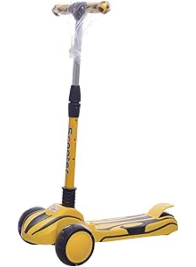 GTG TOYS 3 Wheel Scooter for Kids Big Pedal Foldable Adjustable Height Scooter - Yellow
