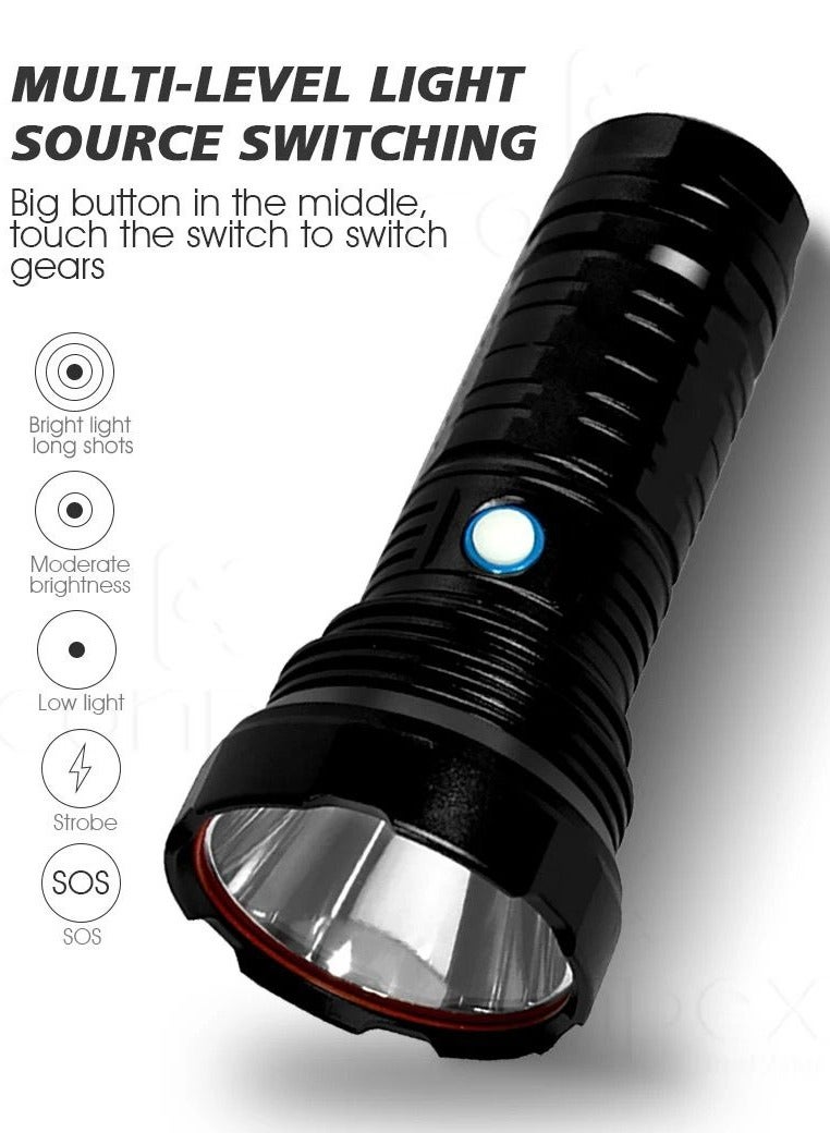 360°Light Rechargeable Tactical Flashlight High Lumens LED Super Bright with 5 Modes Water Resistant Emergency Flashlight - Image 2