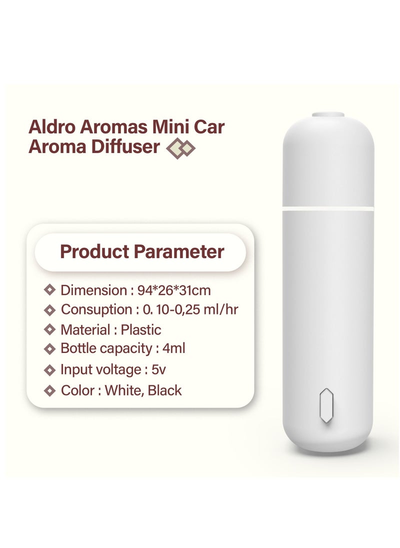 ALDROFARM Aldro Aromas Mini Car Aroma Diffuser Kit With 6 pcs 5ml Fragrance Refills Air Humidifier Purifier Aromatherapy Essential Oil Humidifier Diffuser, Multi-Functional, Long Lasting Effect (WHITE)  - Image 2