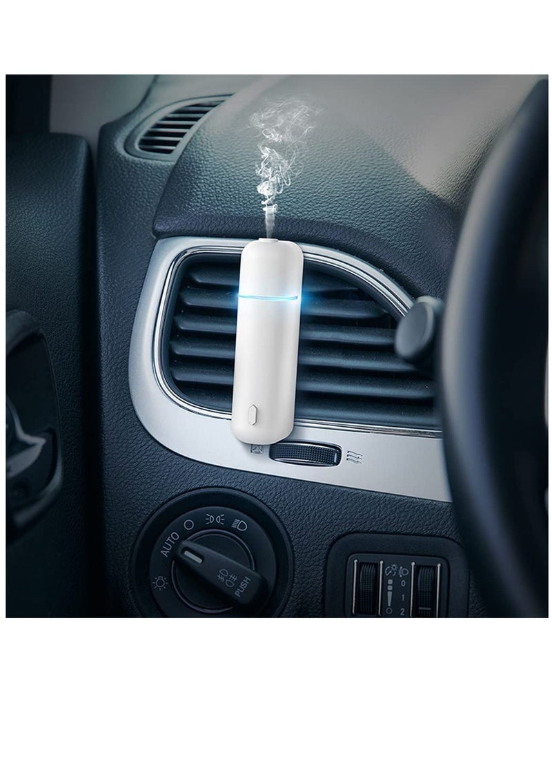 Aldro Aromas Mini Car Aroma Diffuser Kit With 6 pcs 5ml Fragrance Refills Air Humidifier Purifier Aromatherapy Essential Oil Humidifier Diffuser, Multi-Functional, Long Lasting Effect (WHITE)