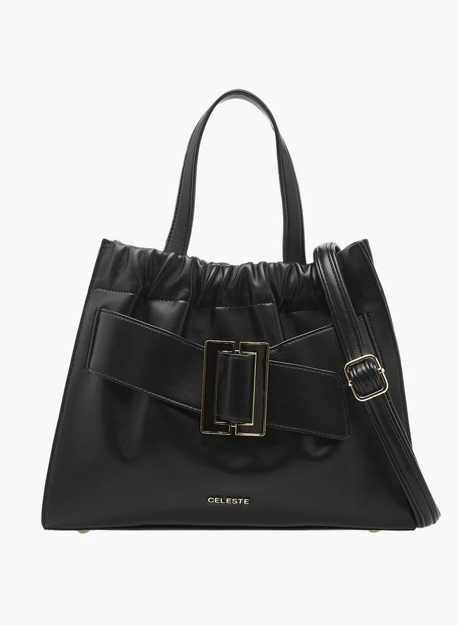 سيليست حقيبة يد بحزام قابل للتعديل وإغلاق بسحاب وتفاصيل إبزيم