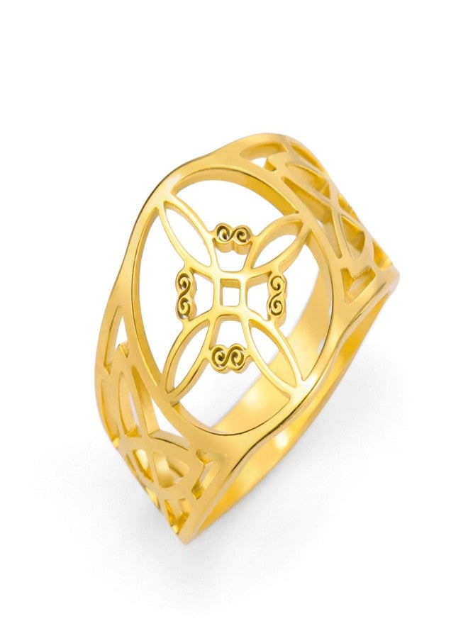 TEAMER Witches Knot Ring - Stainless Steel Celtic Knot Amulet - Gold, 9 - Image 1