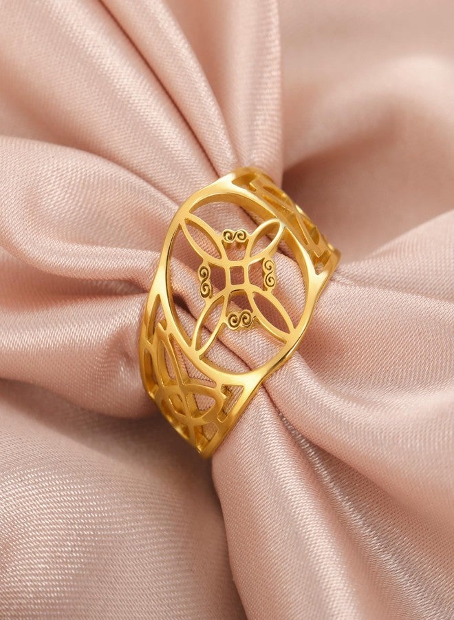 TEAMER Witches Knot Ring - Stainless Steel Celtic Knot Amulet - Gold, 9 - Image 5