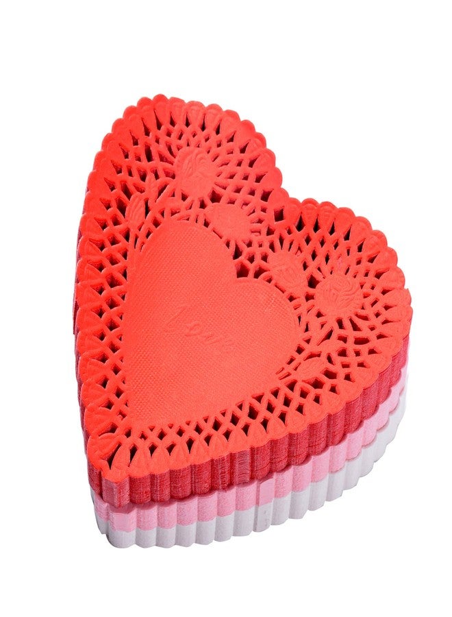luakesa 4 Inch Mini Valentine Heart Doilies Cutouts Lace Paper with 3 Colors Red, Pink and White for Valentine's Day Party (300 Pieces) - Image 1