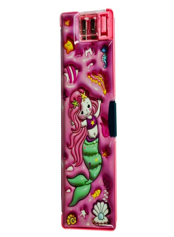 MSGH Multifunctional Pencils Box for Kids, Magnetic Pencils Box for Boys & Girls, Pencil Case for Kids Stationary Organizer School (Mermaid Medium Pencil Box) - Image 1
