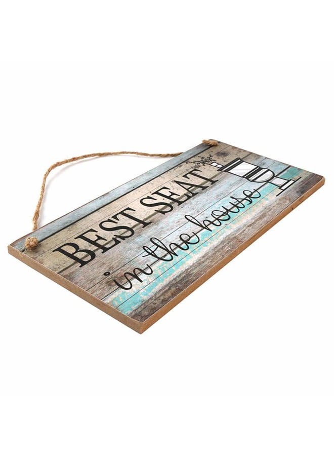 Yankario Funny Bathroom Wall Decor Sign, Farmhouse Rustic Decorations Art, 12" by 6" Best Seat Wood Plaque - Image 3