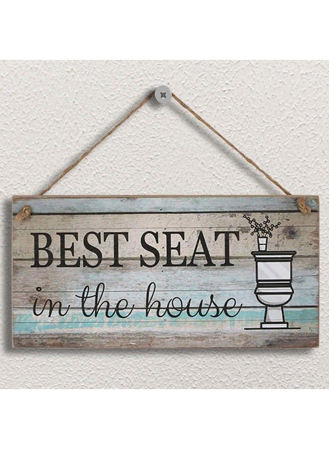 Yankario Funny Bathroom Wall Decor Sign, Farmhouse Rustic Decorations Art, 12" by 6" Best Seat Wood Plaque - Image 1