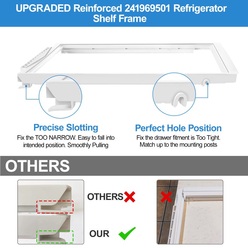 Alvar Upgraded 241969501 Shelf Frame without Glass Refrigerator Compatible with Frigidaire Shelf Replacement Parts Frigidaire Gallery Shelf Replacement LFSS2612TF0 FGHS2631PF4A FFSS2615TS0 Drawer Shelves - Image 3