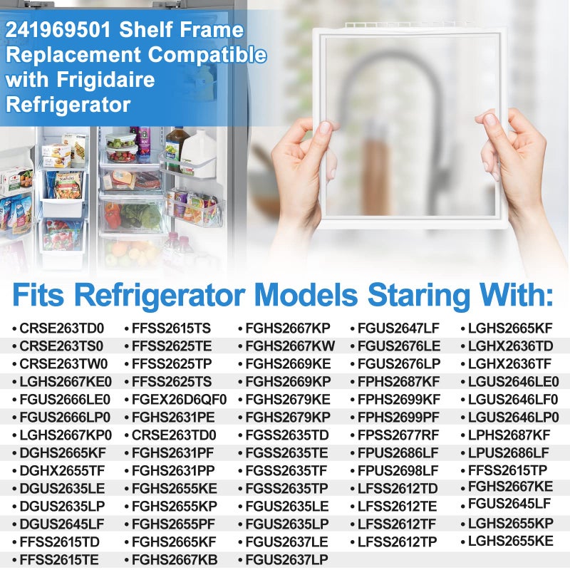 Alvar Upgraded 241969501 Shelf Frame without Glass Refrigerator Compatible with Frigidaire Shelf Replacement Parts Frigidaire Gallery Shelf Replacement LFSS2612TF0 FGHS2631PF4A FFSS2615TS0 Drawer Shelves - Image 5