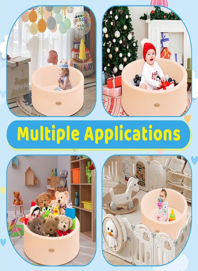 HARBOLLE Baby Ball Pit 35.4" Soft Round Memory Foam Ball Pits NOT Included Balls Indoor Outdoor Playpen for Babies Toddlers Kids Great Gift for Girls Boys, Beige - Image 5