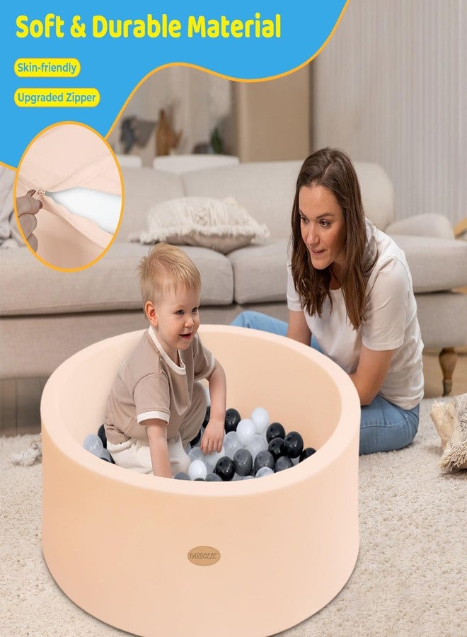 HARBOLLE Baby Ball Pit 35.4" Soft Round Memory Foam Ball Pits NOT Included Balls Indoor Outdoor Playpen for Babies Toddlers Kids Great Gift for Girls Boys, Beige - Image 2