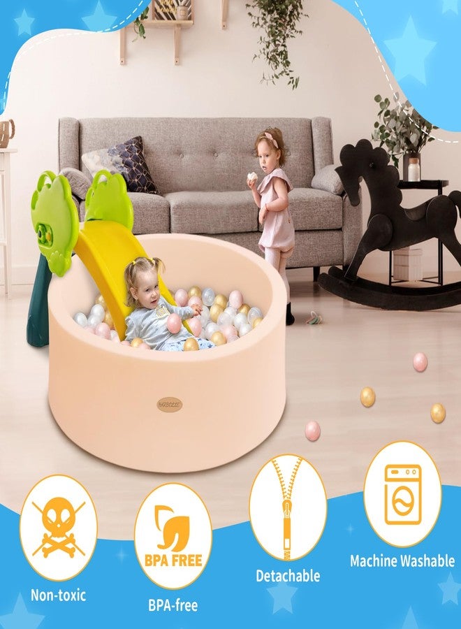 HARBOLLE Baby Ball Pit 35.4" Soft Round Memory Foam Ball Pits NOT Included Balls Indoor Outdoor Playpen for Babies Toddlers Kids Great Gift for Girls Boys, Beige - Image 4