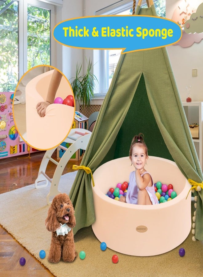 HARBOLLE Baby Ball Pit 35.4" Soft Round Memory Foam Ball Pits NOT Included Balls Indoor Outdoor Playpen for Babies Toddlers Kids Great Gift for Girls Boys, Beige - Image 3