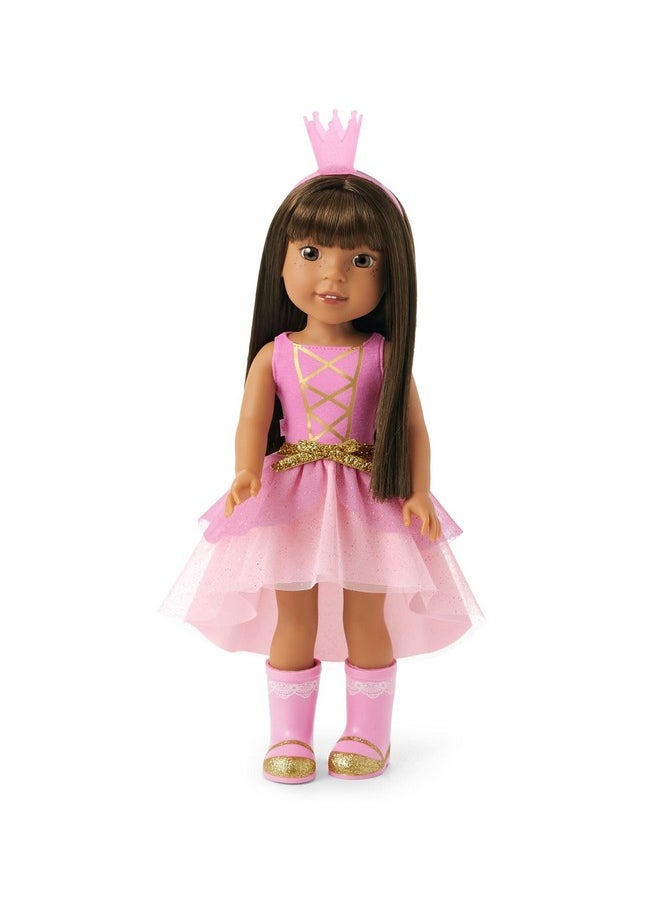 American Girl - Welliewishers Ashlyn 14.5Inch Doll With Brown Eyes, Freckled Cheeks, Long Brown Hair, Petalpink Leotard, Detachable Pink Glitter Skirt, Ages 4+ - Image 1