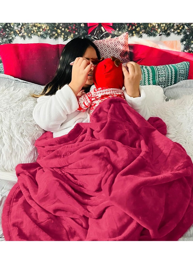 BSB HOME BSB HOME® 300 GSM Premium Plush Single Blanket for Bed, Sofa, Couch, Travel and Camping AC Blanket | 150x220 cm  | Red | SOLID FLANNEL  - Image 2