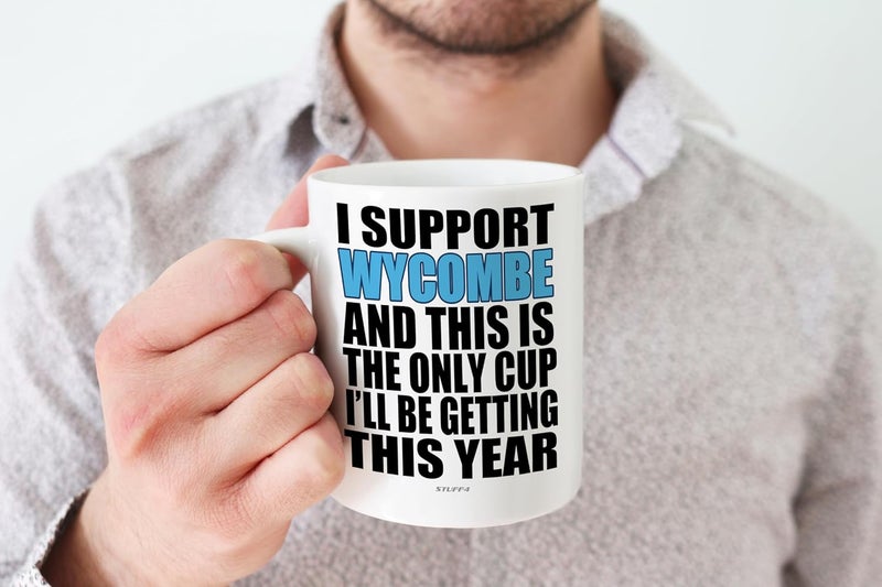 Stuff4 كوب مضحك لعيد الأب هدية كرة القدم لمشجعي ويكومب - كوب فوتي أونلي - أكواب مزحة هدية عيد ميلاد للابن والأب والأخ والعم والزميل والصديق وابن العم، 11 أونصة سيراميك آمن للغسالة أكواب قهوة وشاي - Image 4