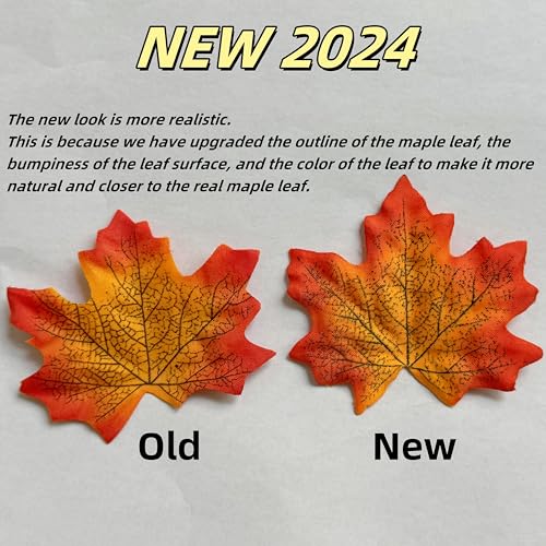 Jiesky 360 Pcs 8cm/3.1inch Artificial Maple Leaves 6 Colors Fall Leaves Thanksgiving Day Autumn Leaf Decorations Wedding Parties Props Party Table Decor Crafts Artificial Flowers 2024 - Image 2