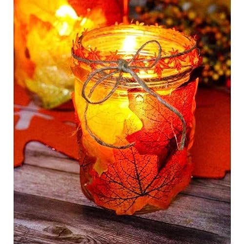 Jiesky 360 Pcs 8cm/3.1inch Artificial Maple Leaves 6 Colors Fall Leaves Thanksgiving Day Autumn Leaf Decorations Wedding Parties Props Party Table Decor Crafts Artificial Flowers 2024 - Image 4