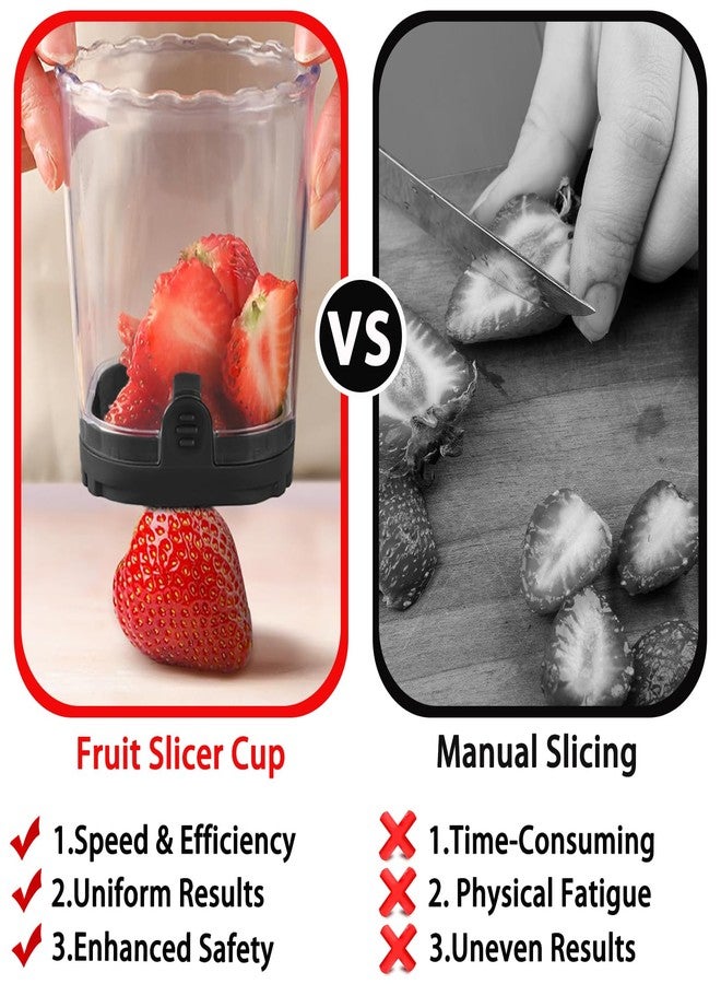 Hendiy Strawberry Slicer with Stainless Blades | Egg & Fruit Slicer Cup for Banana, Cucumber, Mushroom | ABS Detachable Kitchen Gadget - Precision Berry Cutter Tool (Black, 1-Pack) - Image 4
