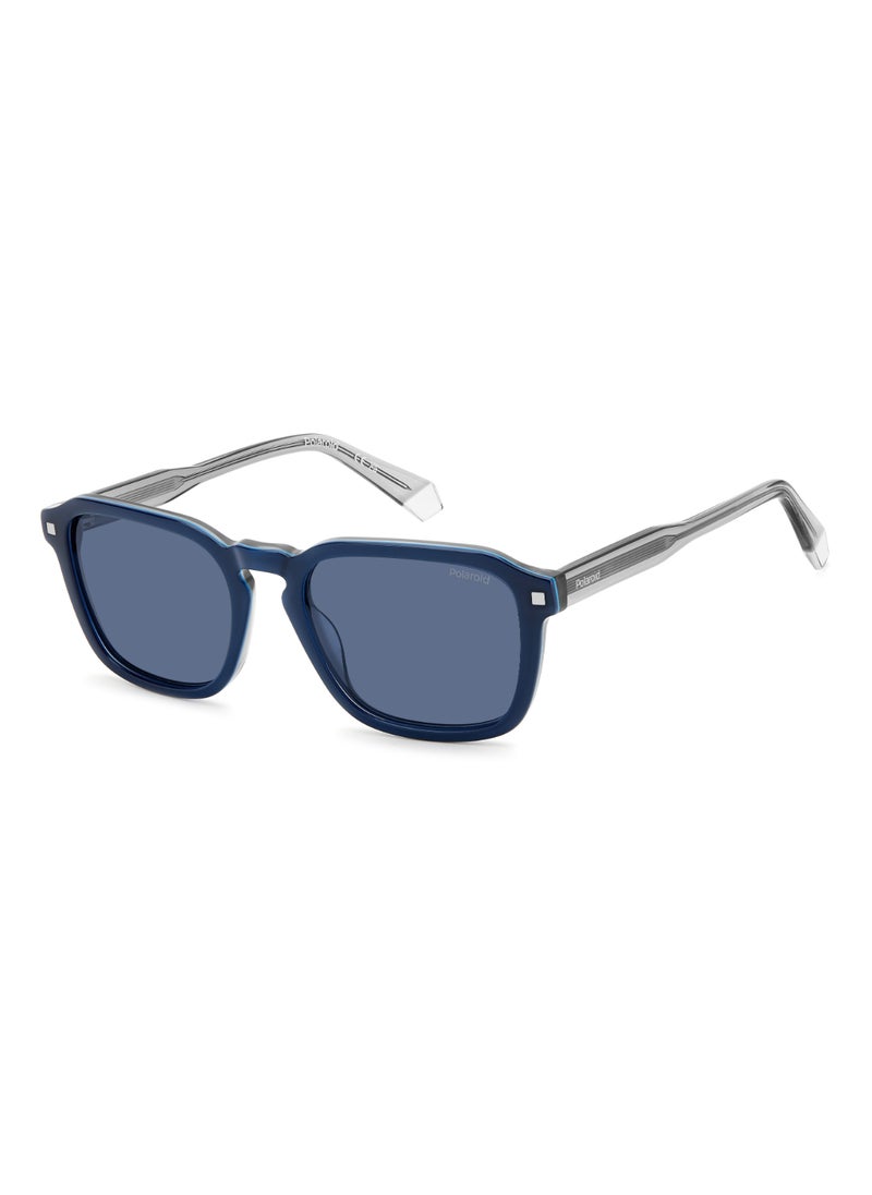 Polaroid Unisex Polarized Rectangular Shape Acetate Sunglasses Pld 4156/S/X Blue 42 - Lens Size: 42.2 Mm - Blue  - Image 1