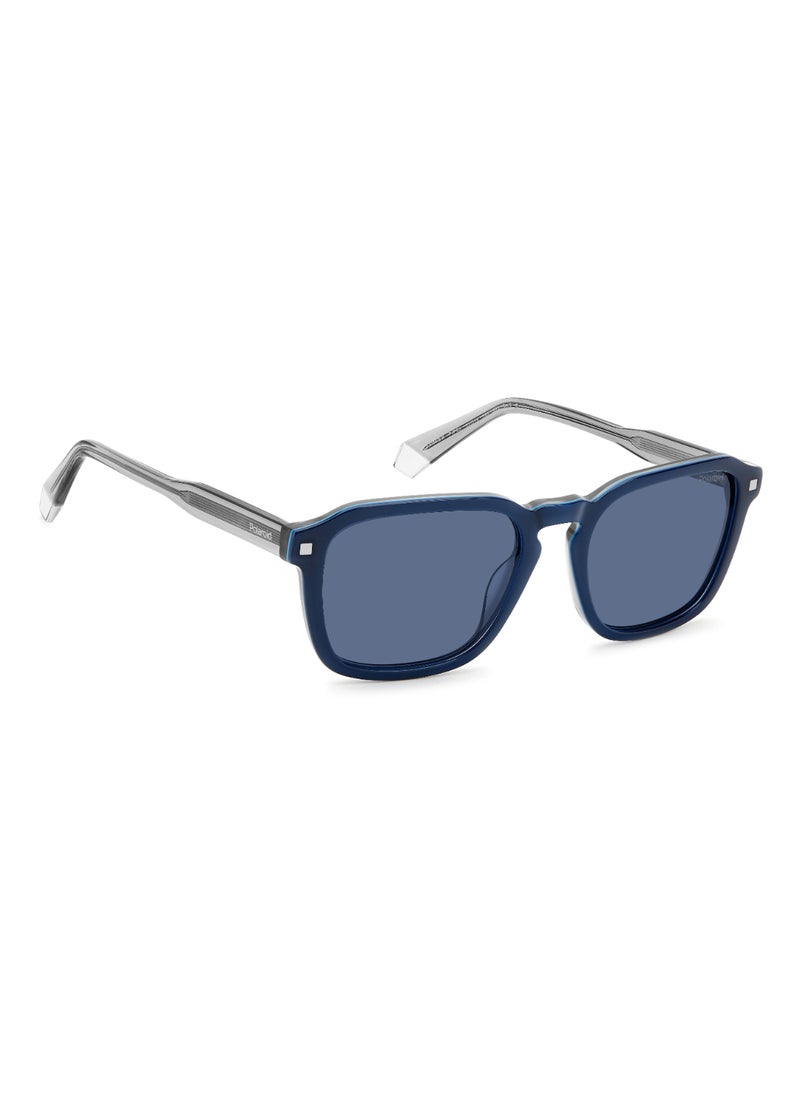 Polaroid Unisex Polarized Rectangular Shape Acetate Sunglasses Pld 4156/S/X Blue 42 - Lens Size: 42.2 Mm - Blue  - Image 2