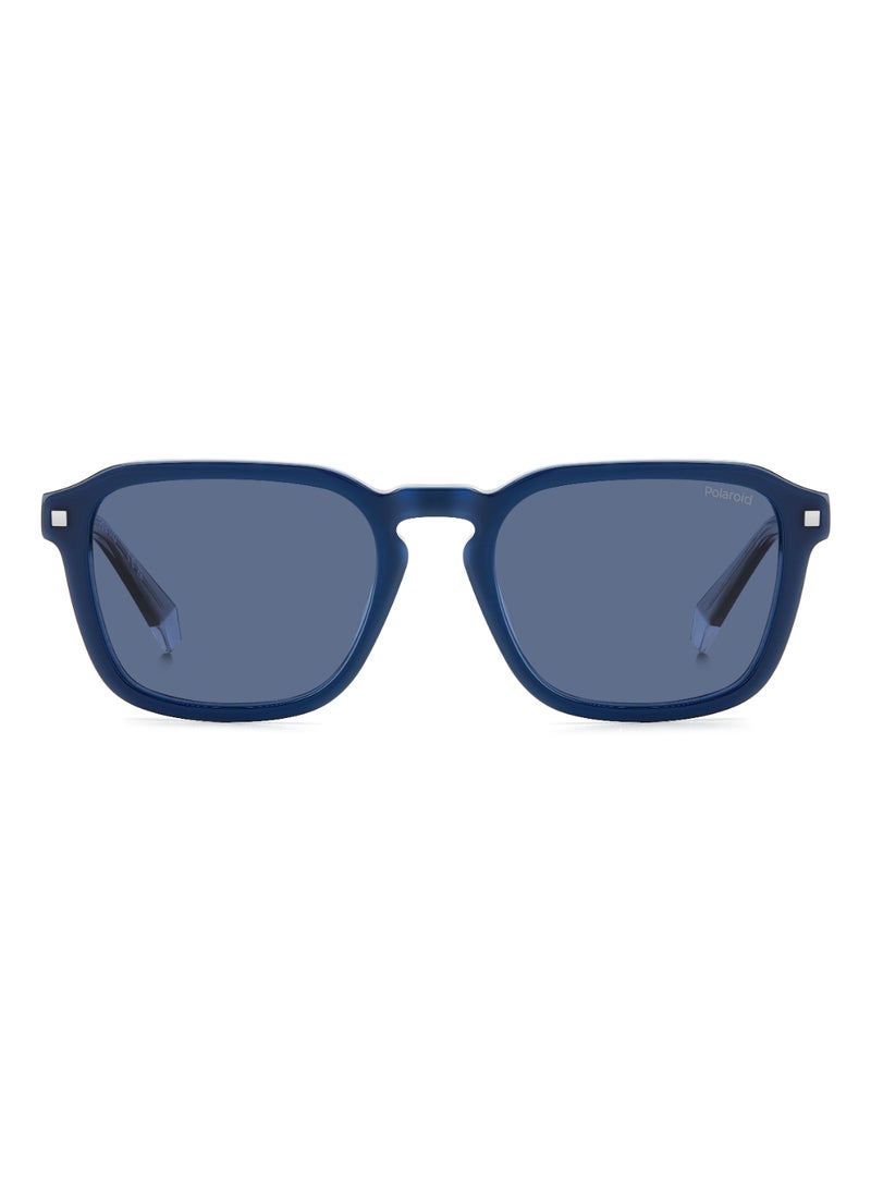 Polaroid Unisex Polarized Rectangular Shape Acetate Sunglasses Pld 4156/S/X Blue 42 - Lens Size: 42.2 Mm - Blue  - Image 3