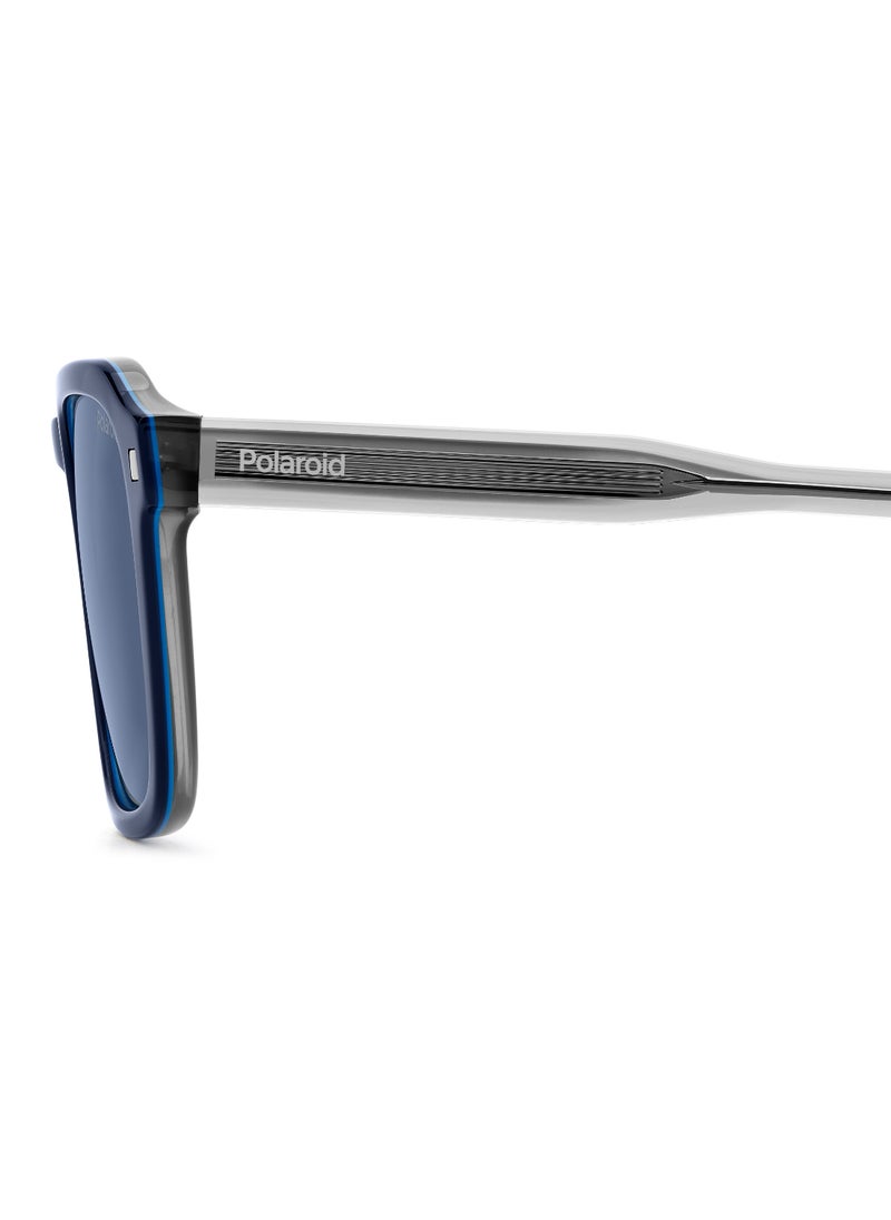 Polaroid Unisex Polarized Rectangular Shape Acetate Sunglasses Pld 4156/S/X Blue 42 - Lens Size: 42.2 Mm - Blue  - Image 5