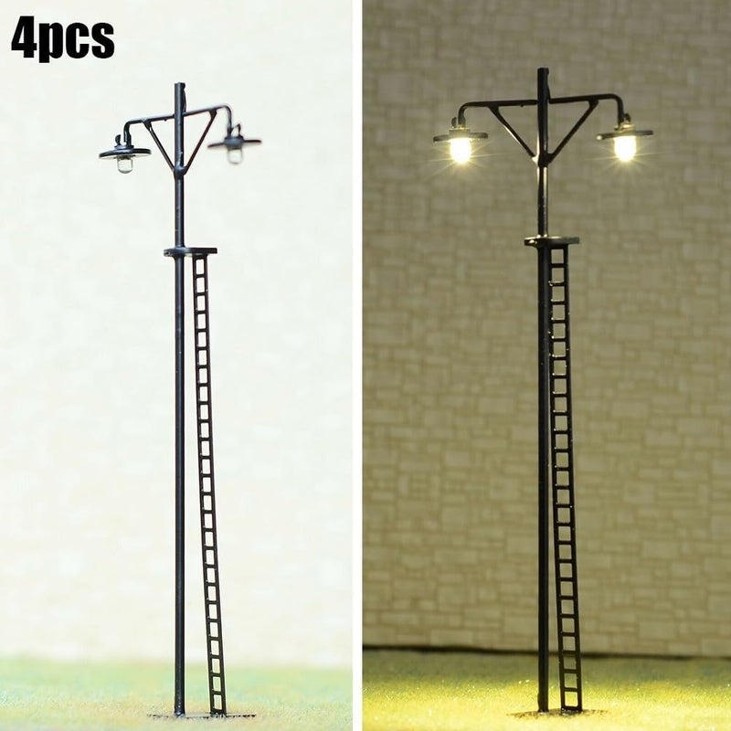 4X HO Scale LED Yard Light Model Train Accessories Railroad Street Station Lamp Post With Resistors For 12V 16V DC Layout(A) - Image 5