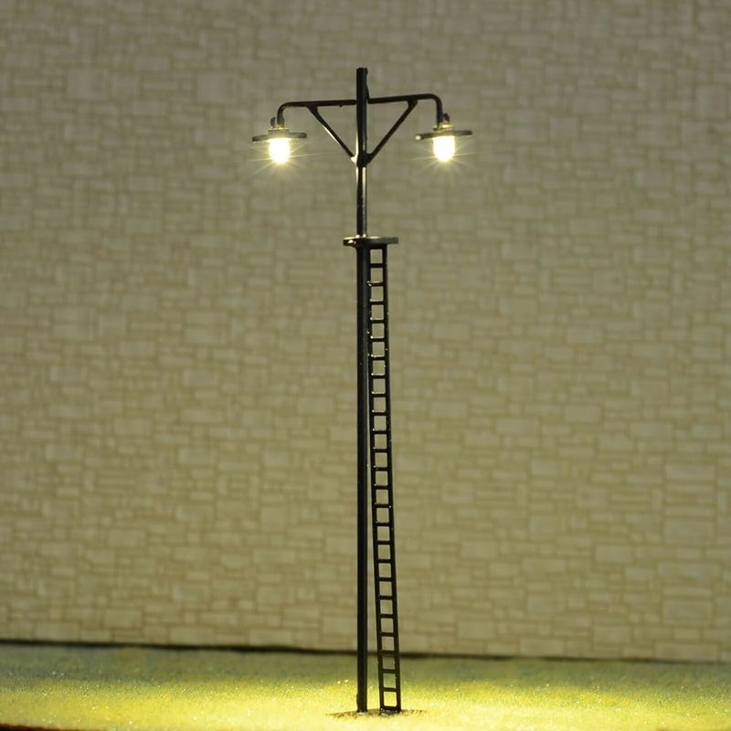 4X HO Scale LED Yard Light Model Train Accessories Railroad Street Station Lamp Post With Resistors For 12V 16V DC Layout(A) - Image 1