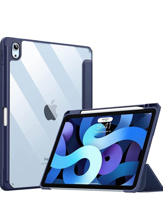 Rock Pow - Case for iPad Air 11 inch M3 2025/Case for iPad Air 11 inch M2 2024 and iPad Air5 10.9 inch 2022/Air4 10.9 inch 2020 Gen with Pencil Holder Clear Transparent Slim Stand Auto Wake/Sleep,Cover for air 5th/air 4th 10.9inch 2022/2020,air 6th/air 7th 11inch 2025/2024 - Image 1