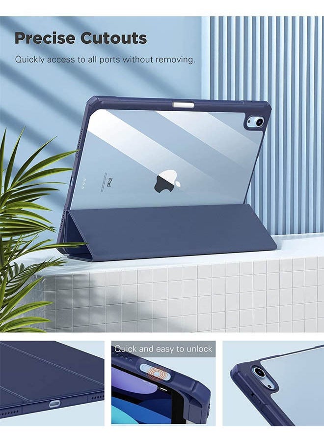 Rock Pow - Case for iPad Air 11 inch M3 2025/Case for iPad Air 11 inch M2 2024 and iPad Air5 10.9 inch 2022/Air4 10.9 inch 2020 Gen with Pencil Holder Clear Transparent Slim Stand Auto Wake/Sleep,Cover for air 5th/air 4th 10.9inch 2022/2020,air 6th/air 7th 11inch 2025/2024 - Image 1