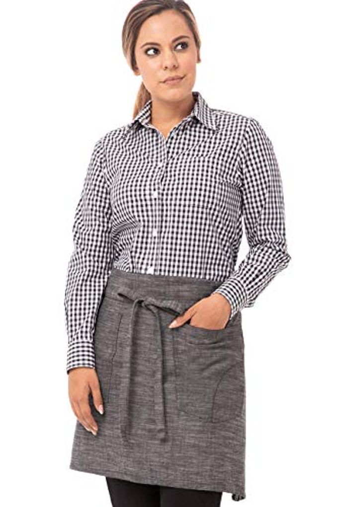 Chef Works Unisex Corvallis Half Bistro Apron, Black Steel Grey, One Size