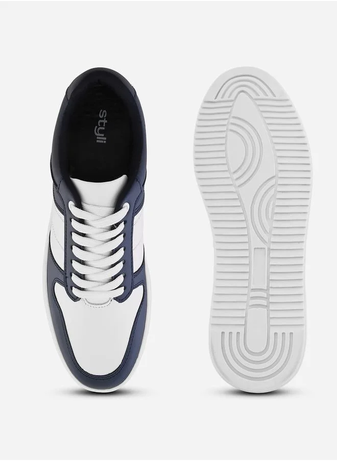 Styli Color Block Lace Up Basket Sneakers