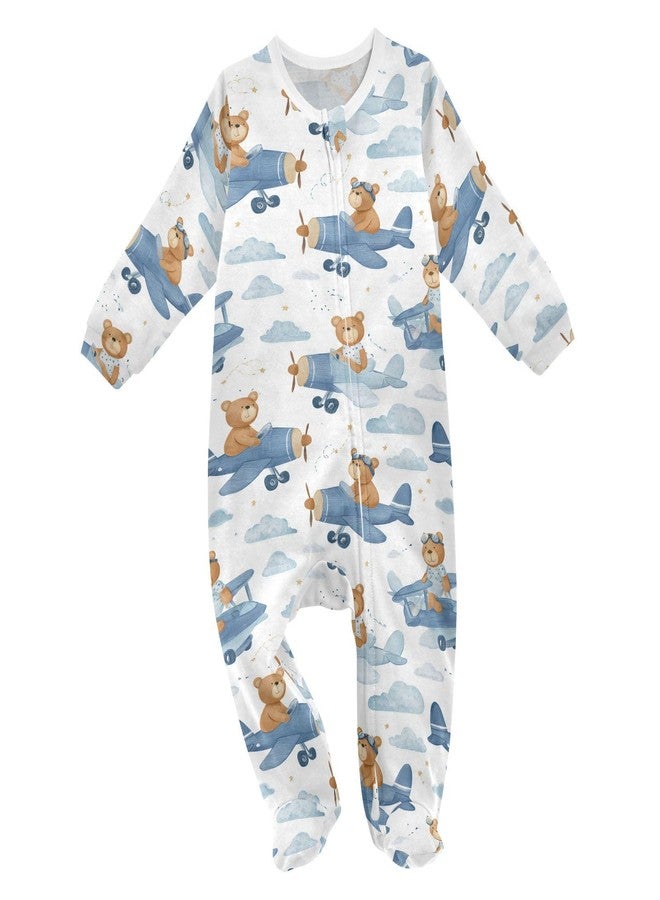 Dussdil Bear Cloud Stars Airplane Baby One-Piece Footies Newborn Rompers Pajamas Cotton Footed Pjs for Sleep Play Boys Girls 6M - Image 1