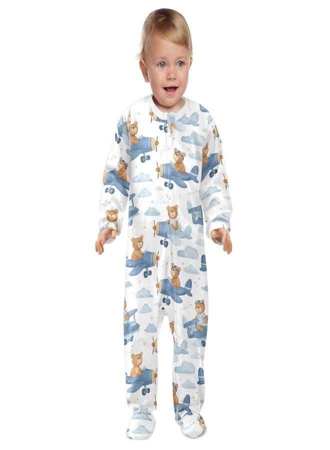 Dussdil Bear Cloud Stars Airplane Baby One-Piece Footies Newborn Rompers Pajamas Cotton Footed Pjs for Sleep Play Boys Girls 6M - Image 3