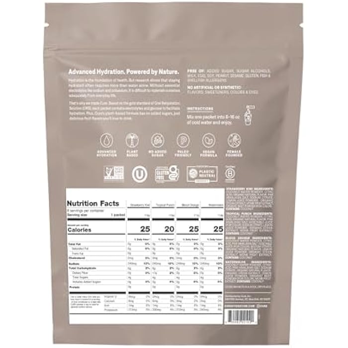 Cure Hydration | Plant-Based Electrolyte Drink Mix | No Added Sugar | FSA-HSA | Dehydration Relief Powder Made with Coconut Water | Non-GMO | Vegan | 8 Packets - Tropical Variety Pack - Image 2