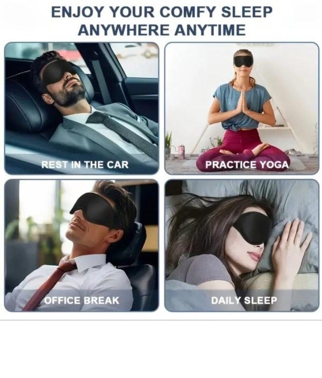 BOLREUS 3D Contoured Sleep Eye Mask with Adjustable Strap – 100% Blackout Soft Memory Foam Eye Mask for Men & Women, Comfortable Light Blocking Sleep Mask for Travel, Night Shift, Yoga, Meditation & Naps – Black - Image 4