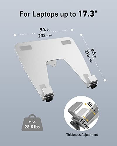 ergounion VESA Laptop Tray for Monitor Mount, Holds Laptops up to 17.3 Inches and 28.6 lbs, Fits 100x100mm VESA, Notebook Tray Office Desk Accessories, Silver - Image 4