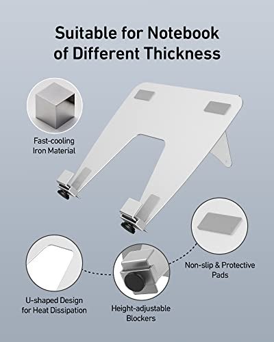 ergounion VESA Laptop Tray for Monitor Mount, Holds Laptops up to 17.3 Inches and 28.6 lbs, Fits 100x100mm VESA, Notebook Tray Office Desk Accessories, Silver - Image 2