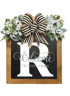 Y&D Welcome Sign Creative Bowknot Letter Wreath In Front Of The Door Outdoor Decoration Props For The Courtyard 35x40CM  - Image 1