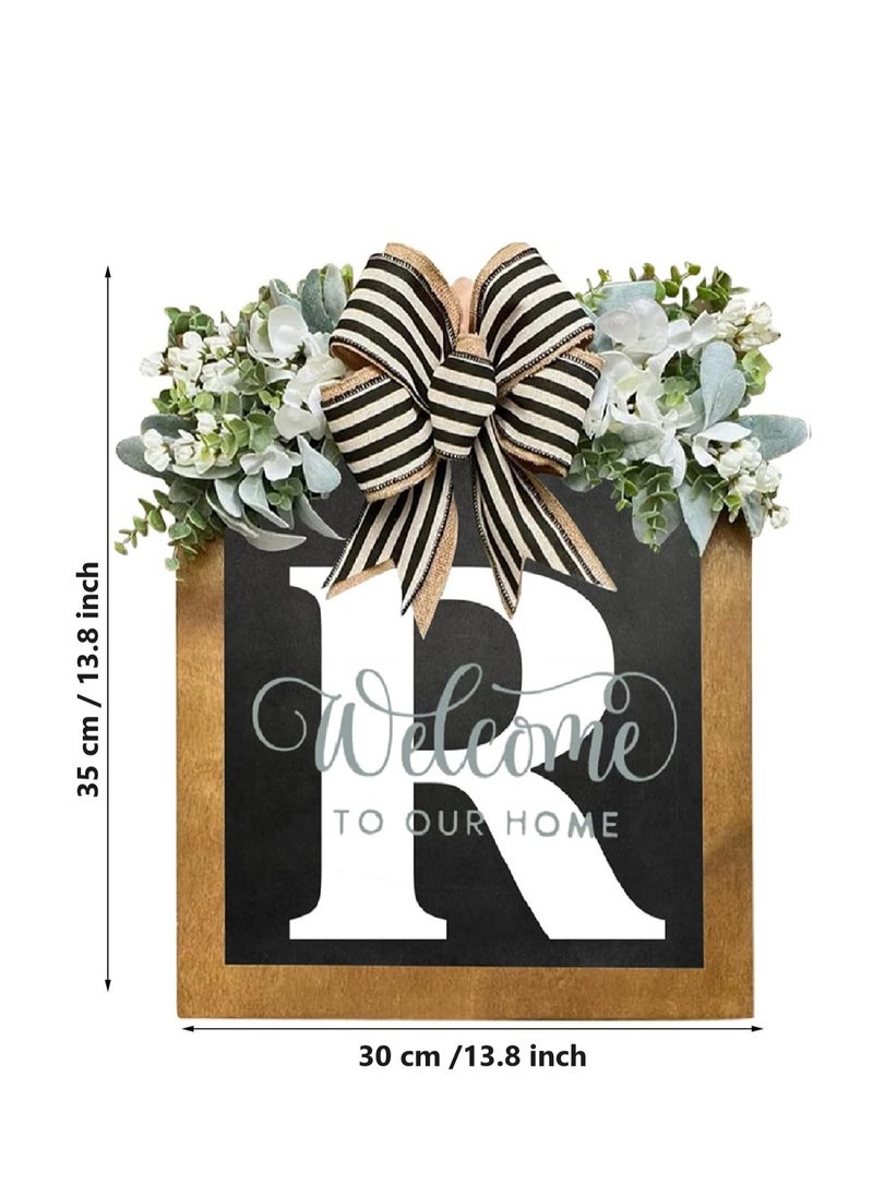 Y&D - Welcome Sign Creative Bowknot Letter Wreath In Front Of The Door Outdoor Decoration Props For The Courtyard 35x40CM - Image 1